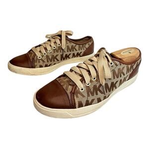 Michael Kors City Tan Brown Mk Signature Monogram Sneaker Shoe Women’s Size 10